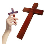 Crucifixo De Mão Cruz De Madeira Sem Imagem 15,5cm