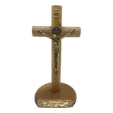 Crucifixo De Mesa 17cm Madeira Maciça