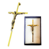 Crucifixo De Parede Metal Aço 16cm Cruz Cristo - Prata Cor Dourado-escuro