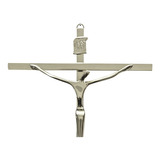 Crucifixo De Parede Metal Cruz 28 X 18 Cm Prata R40