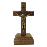 Crucifixo Mesa 9cm Madeira Maciça Natural