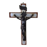 Crucifixo Muito Antigo Madeira Metal Estatueta Jesus Cristo