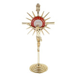Crucifixo Santíssimo Ostensório Dourado 11cm Jhs Pequeno