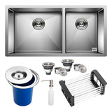Cuba Dupla Quadrada Inox Cozinha Gourmet 9040 Lixeira Assimé