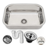 Cuba Gourmet Inox 46x30x11 Cm Aço 430 Polida - Válvula Sifão