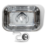 Cuba Inox 430 N°1 Funda 46x30x14 + Válvula + Sifão