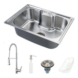 Cuba Inox 50 Cm Acessórios Nawa E Torneira Gourmet Envira Cor Prata