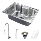 Cuba Inox 50 Cm Acessórios Nawa E Torneira Gourmet Envira