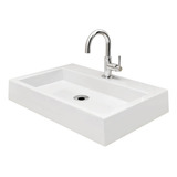 Cuba Pia De Apoio Retangular 56cm Branca Com Torneira E Válvula Para Banheiro E Lavabo