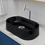 Cuba Preta Para Banheiro Lavabo Pia Apoio Sobrepor Oval 43x25 Íris - Beltempo