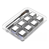 Cubos De Gelo Aço Inox Metal Pegador Whisky Drinks Kit 8