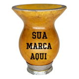 Cuia Chimarrão Grande Natural Pé Inox Com Gravação 