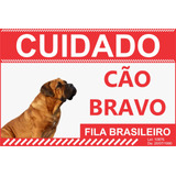 Cuidado Cão Bravo Fila Brasileiro Placa De Advertência