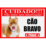 Cuidado Cão Bravo Pit Bull Placa De Advertência 40 X 30