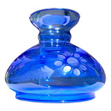 Cúpula Vidro Azul Lapidada Cristal 13,5cm Abajur Antigo