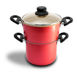 Cuscuzeiro Antiaderente 3 Em 1 Vapor Fervedor Vermelho N°14