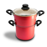 Cuscuzeiro Antiaderente 3 Em 1 Vapor Fervedor Vermelho N°14