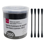 Daiso Hastes Flexíveis De Algodão Formato Espiral Preto Cotonetes 200 Unidades