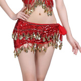Dança Do Ventre Cinto Moeda Tassel Hip Saia Cachecol Vermelh
