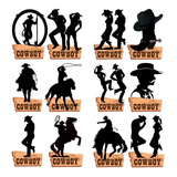 Decoração Cowboy Kit 10 Display Em Mdf 20cm