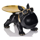 Decoração Escultura Bulldog Óculos Bandeja Porta Treco Decor