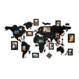 Decoração Mapa Mundi De Parede Com Fotos Mdf - 2,06x1,17