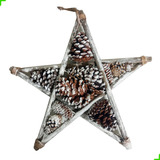 Decoração Natalino Estrela Rustica C/ Pinha Natal 40cm