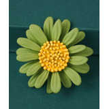 Delicado Broche Flor Girassol Verde Dourado