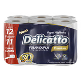 Delicatto Folha Dupla Premium Papel Higiênico Neutro 12 Rolos 30m
