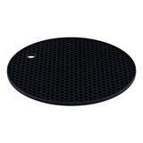 Descanso De Panela Redondo Em Silicone Preto 18cm