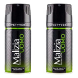 Desodorante Kit 2x Malizia Vetyver 150ml Masculino Spray