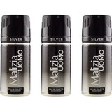 Desodorante Malizia Silver 150ml Pack C/3