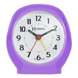 Despertador Analógico Pequeno Tradicional Quartzo Herweg Cor Violeta