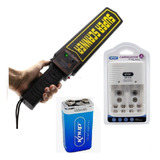 Detector De Metais Manual Portátil Com Bateria Recarregável