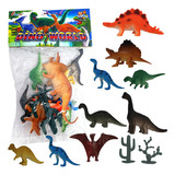 Dinossauro Kit 12 Pecas Borracha Para Crianças Brinquedo