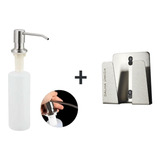 Dispenser Dosador Sabão Líquido Embutir + Porta Esponja Inox