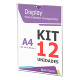 Display Acrilico Papel A4 30x21cm Parede - Kit Com 12peças