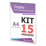 Display Acrilico Papel A4 30x21cm Parede - Kit Com 15 Peças