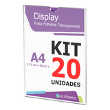 Display Acrílico Papel A4 30x21cm Parede - Kit Com 20 Peças