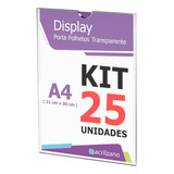 Display Acrílico Papel A4 30x21cm Parede - Kit Com 25 Peças