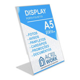 Display Acrílico Porta Folha Papel A5 L Vertical Mesa Balcão