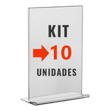 Display De Mesa T Em Acrílico A6 10x15 - Kit 10 Peças