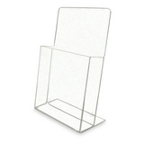 Display Suporte L Balcão Mesa A4 21x30cm Com Bolso Acrílico