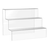 Displays Escadinha Acrílico Transparente 30x5x5cm 3 Degraus 