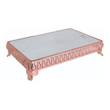 Doceira / Boleira Retangular Tampo De Vidro Cor Rose 25x36x8