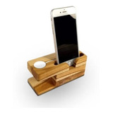 Dock Madeira Apple Watch iPhone Plus X Suporte Mesa Base