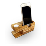 Dock Madeira Apple Watch iPhone Plus X Suporte Mesa Base