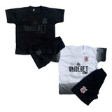 Dois Kit Corinthians Infantil Bordado Camisa E Shorts