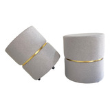 Dois Puff Decorativo Sala/quarto Redondo Retro Promoção