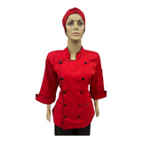 Dólmã Chef Cozinha Feminina 3/4 Várias Cores Algodão
